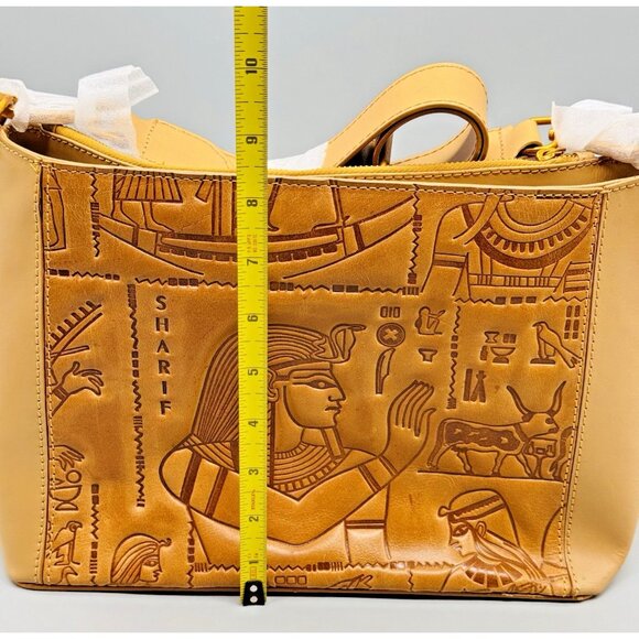 Sharif Hieroglyphic Embossed Leather Purse Satchel Removable Horus Keychain - Picture 13 of 13